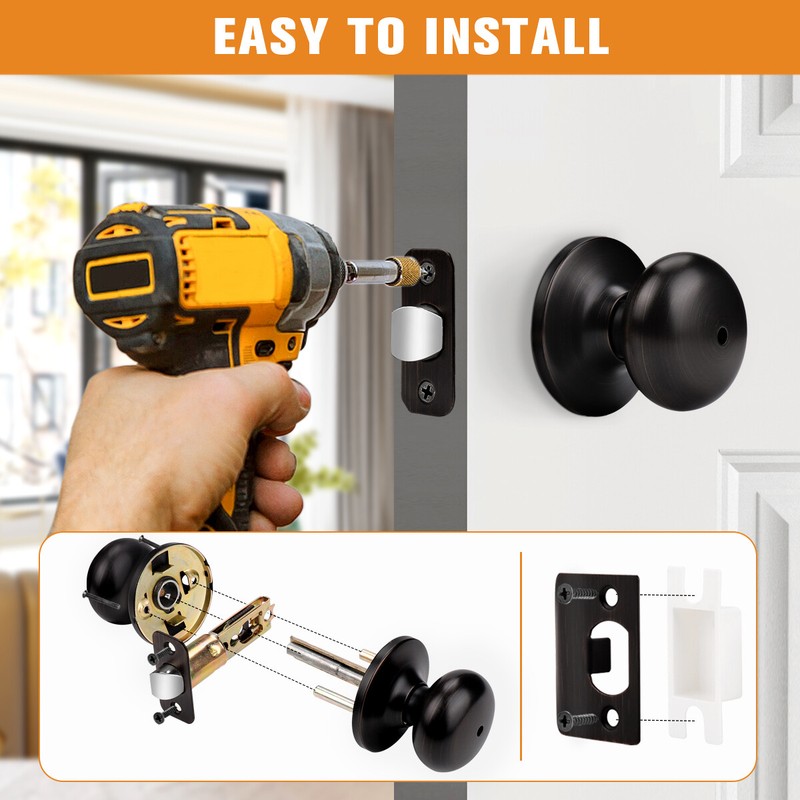 Probrico Entry/Privacy/Passage/Dummy Set Round Door Knobs Adjustment Backset gallery