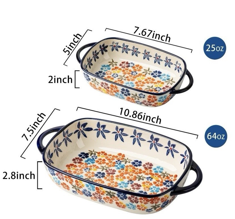 Ceramic Baking Dish Rectangular Bakeware Set Baking Pan, 2 Pc Caidesign gallery