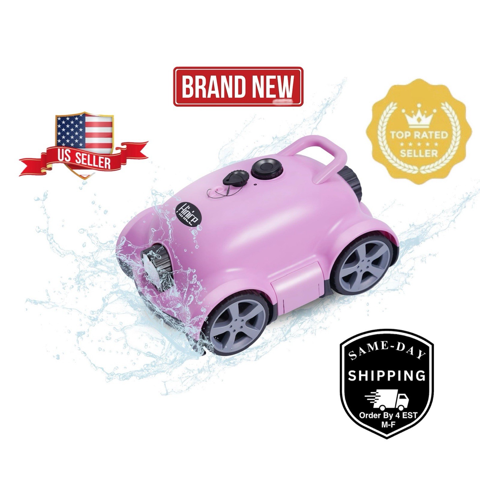 Pool Cleaner Robot for In-Ground/Above Ground Pools - Battery Powered - Pink gallery