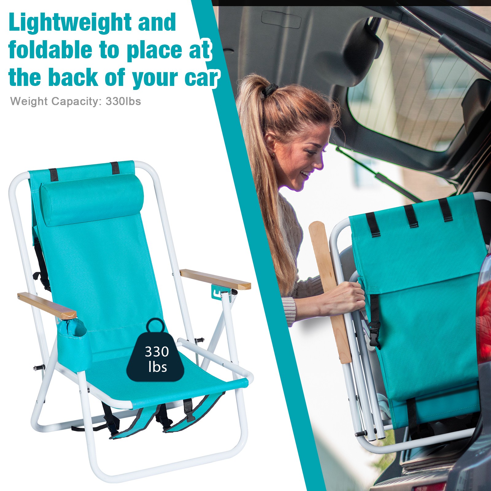 Folding Backpack Beach Chairs for Adults,Heavy Duty Camping Chair,Adjustable gallery