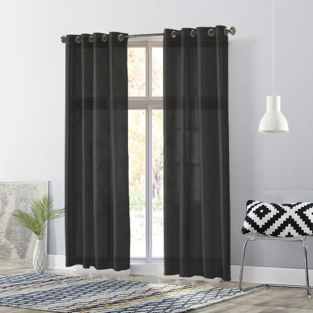 2PC SET SILKY WINDOW CURTAINS PANEL SEMI SHEER 55" W X 63" 84" 95" 108 L NANCY