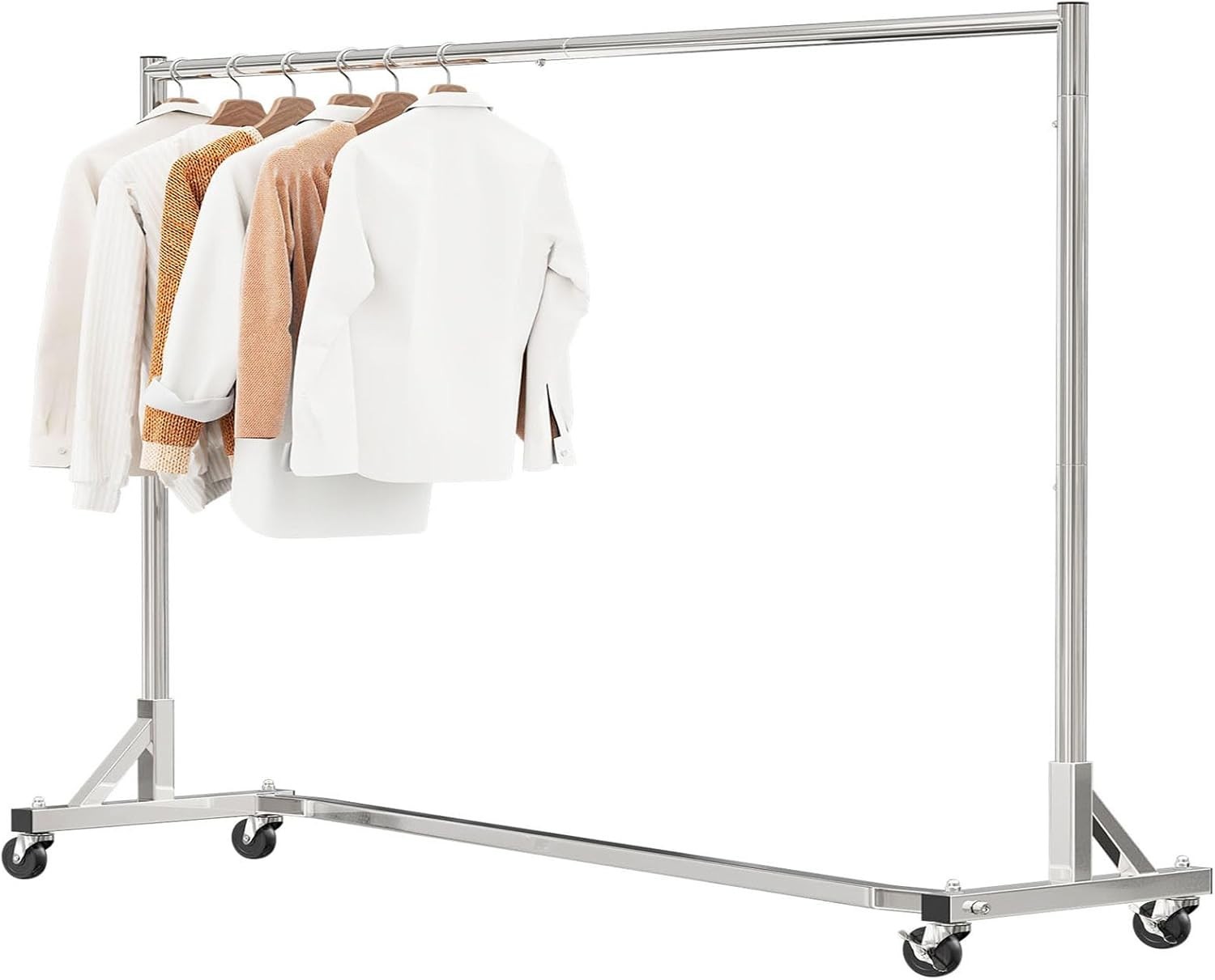 Heavy Duty Chrome Rolling Garment Rack - 600Lb Capacity, 70In Extra Long gallery