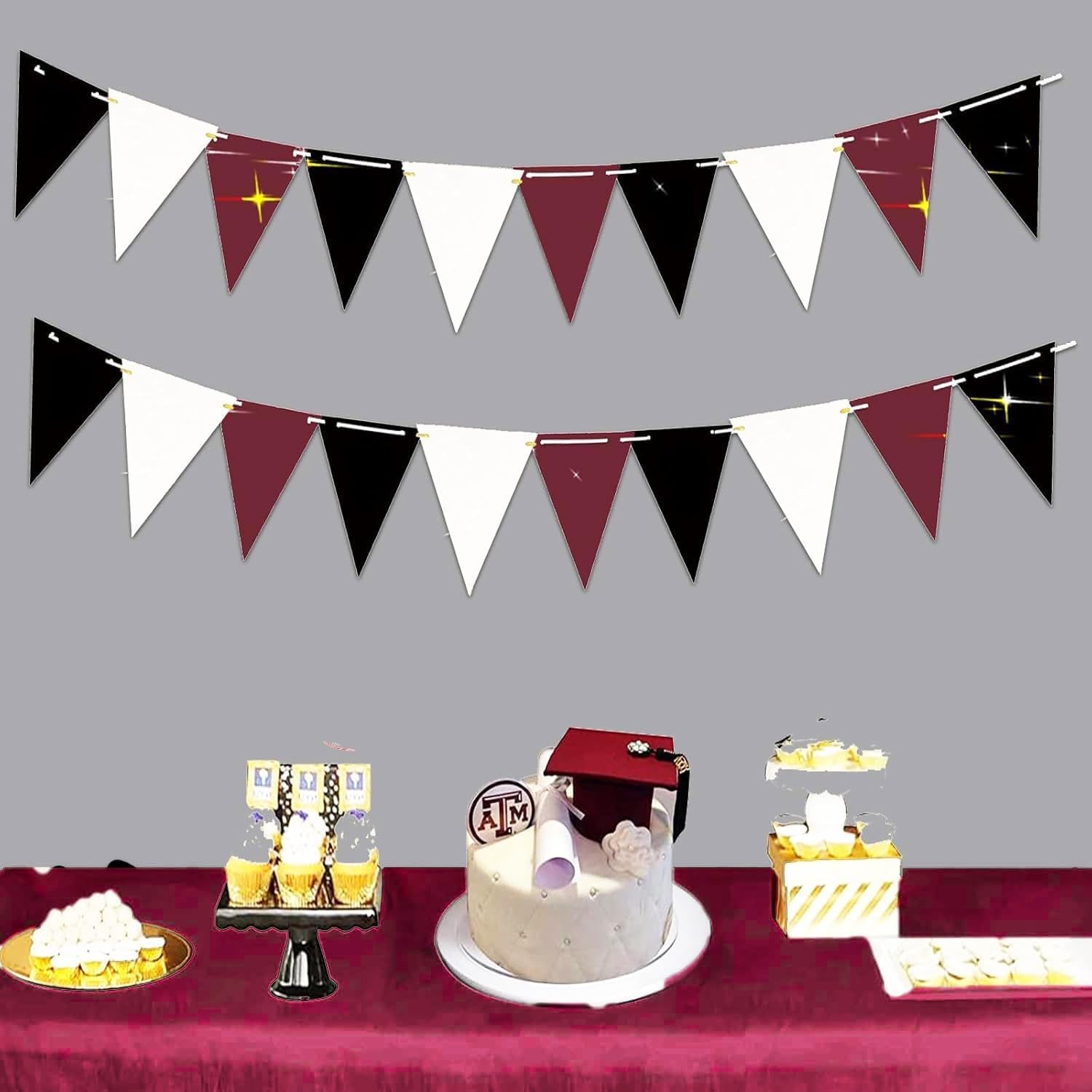 Graduation Party Decorations Maroon Black Burgundy White gallery