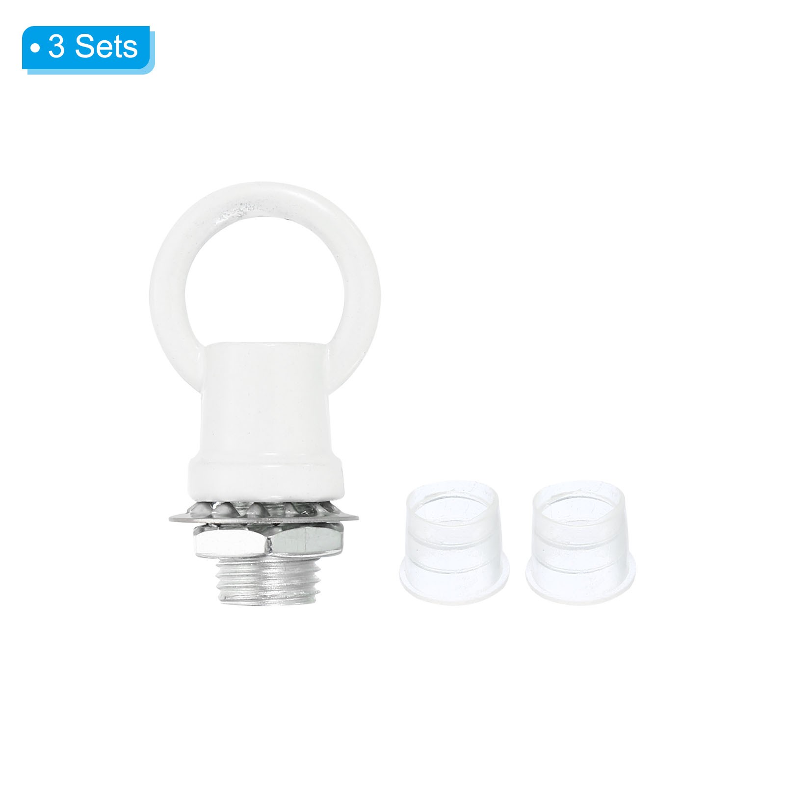 3set 8kg M10 Thread Lifting Eye Nut Female Loop Holder 14mm Hook Ring White gallery