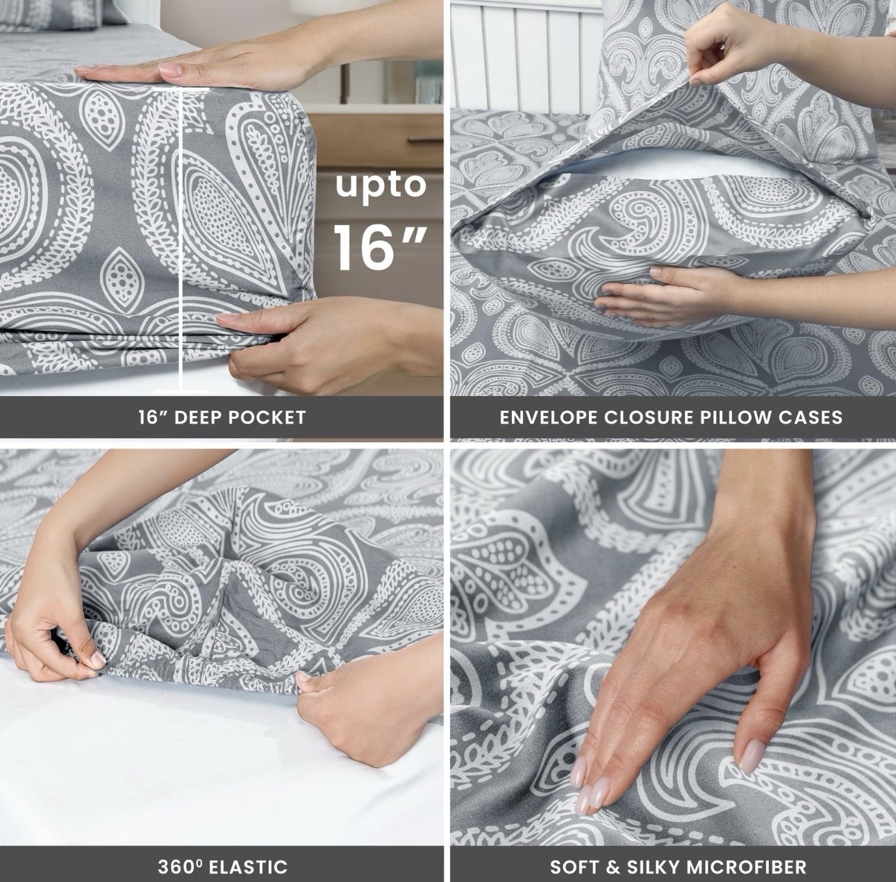 Lux Decor Collection Bed Sheets-6 Pc King Size Sheets-1800 Thread Count Brushed gallery