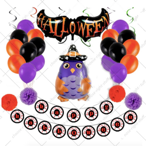 Happy Halloween Card Balloons Set Ghost Spider Owl Air Helium Party Decorations gallery