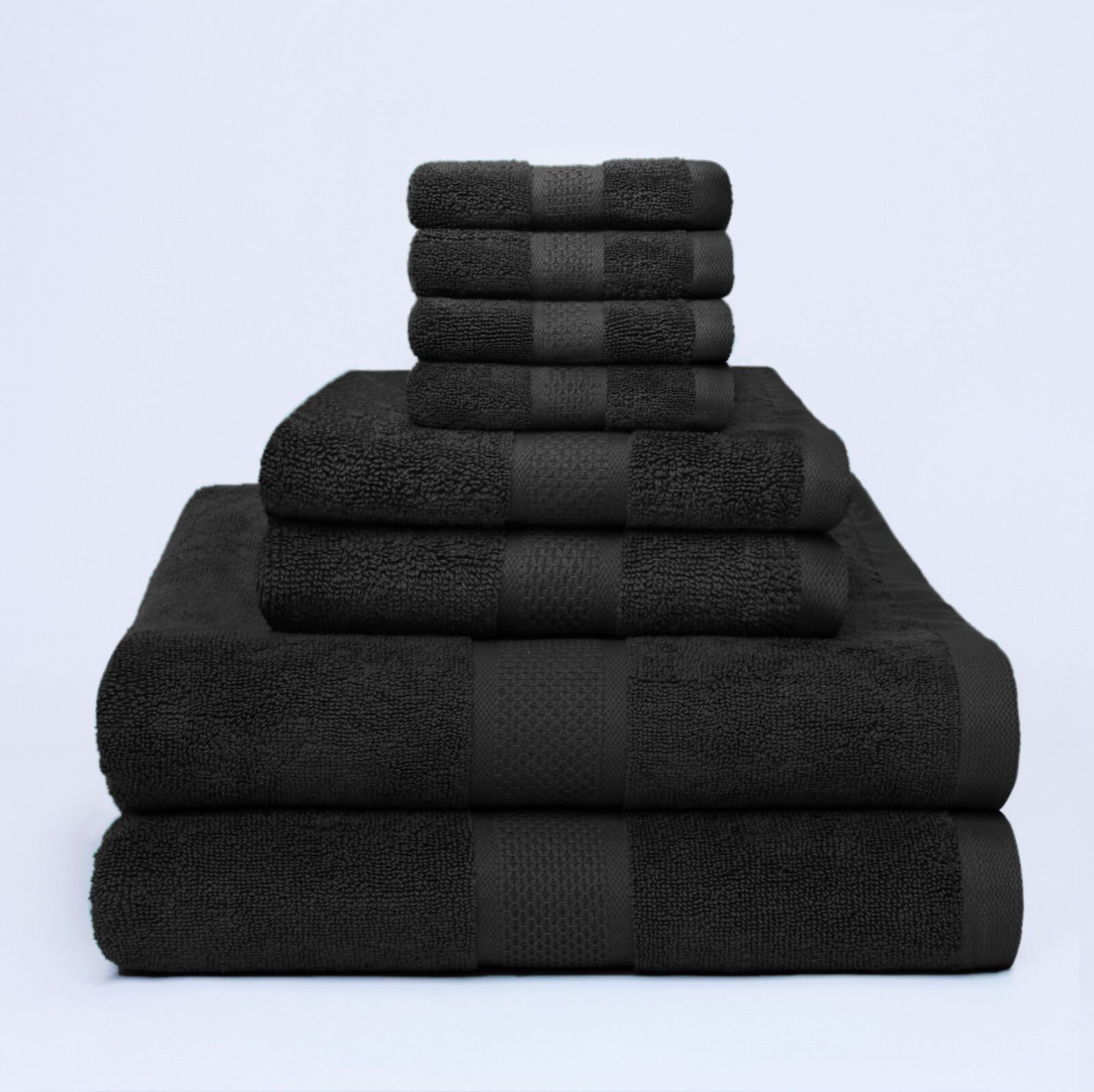 8 PCS DEEP BLACK TOWELS SET SOFT FLUFFY ABSORBENT 100% COTTON GREATWESTERNTEX gallery