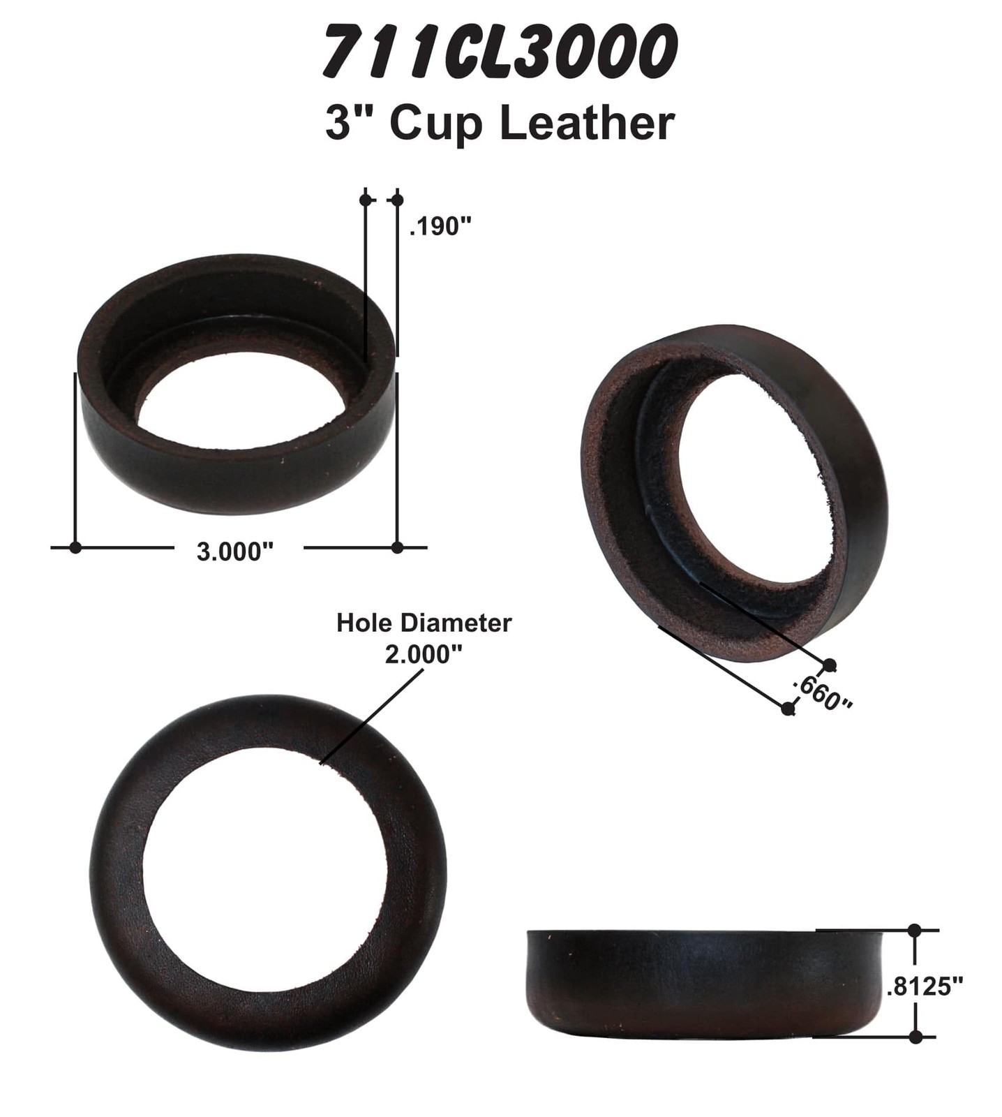MFG 711CL3000 3x2 Inch Universal Cup Leather 2.98x2.98x0.80 Pitcher Pump gallery