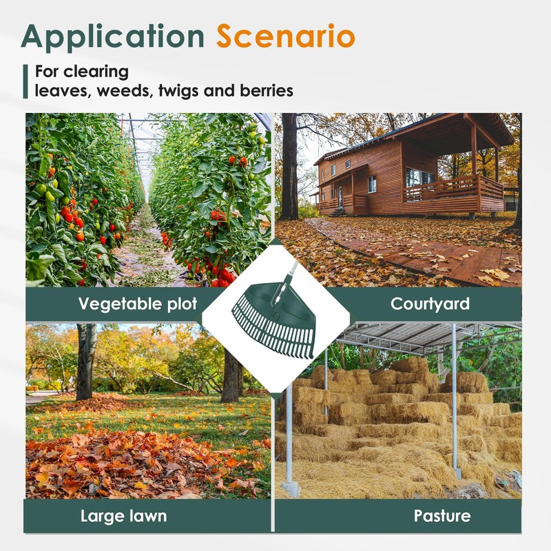 69" Adjustable Leaf Rake with 5-Section Handle, 26-Tine Durable Plastic Head,... gallery