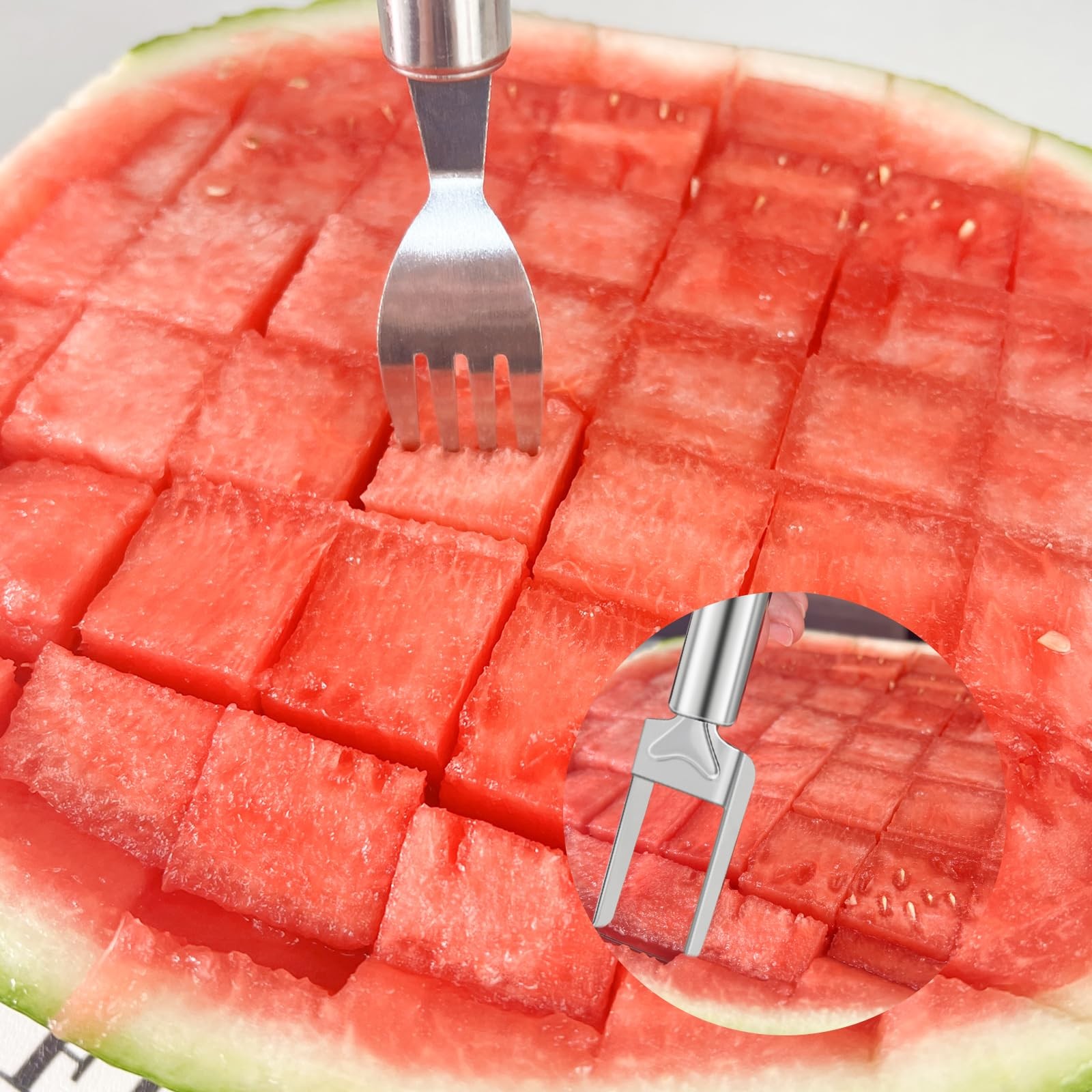 Iokuki 2-In-1 Watermelon Slicer Fork 2-Pack Stainless Steel Fruit Cutter Tool gallery