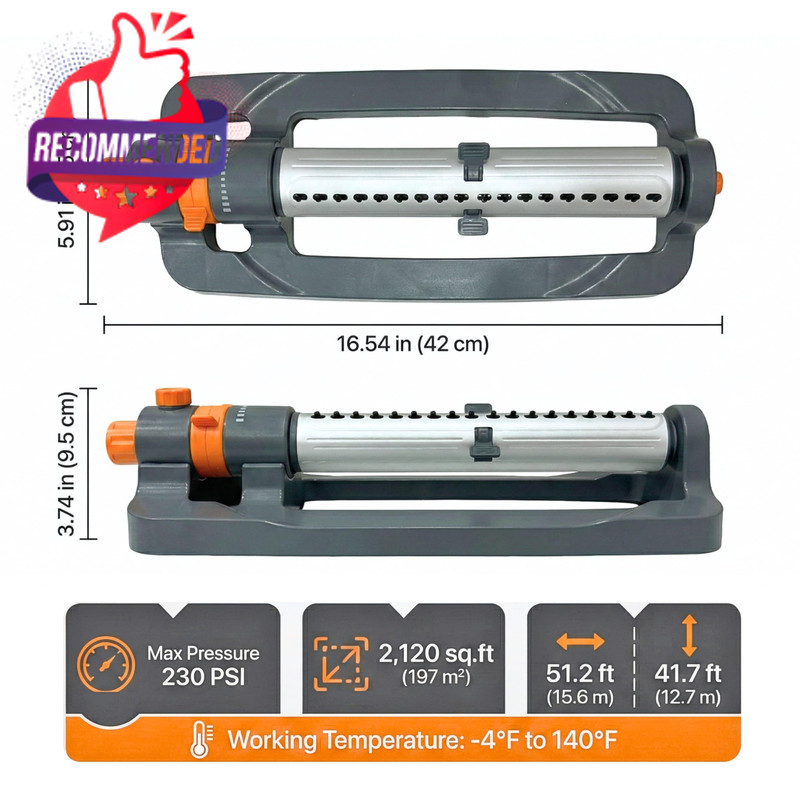 OSCILLATING LAWN SPRINKLER ADJUSTABLE WATERING SYSTEM FOR GARDENS AND YARDS gallery