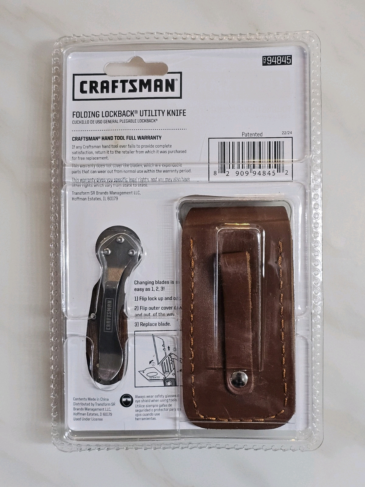 Craftsman 94845 Folding Lockback Utility Knife Wooden Handle Sheath gallery