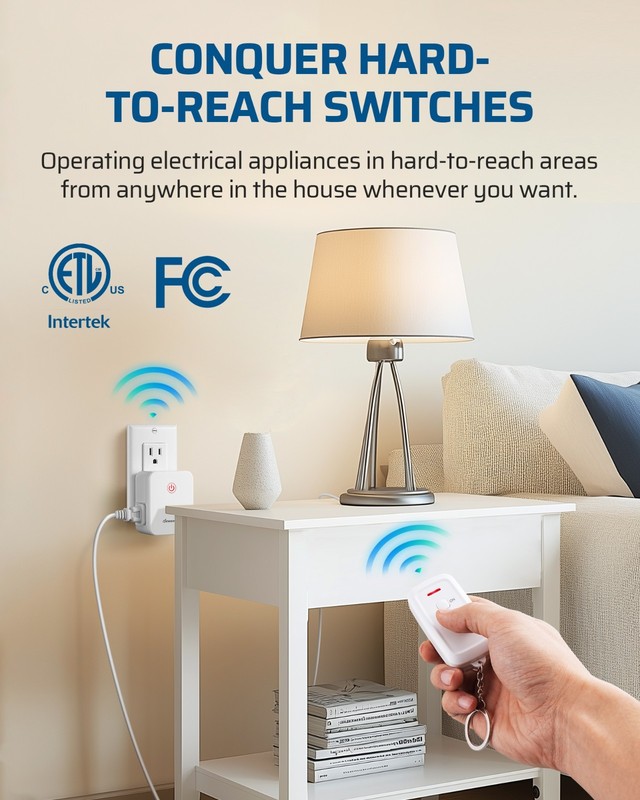 DEWENWILS Indoor Wireless Remote Control Outlet Switch with 2 Outlets No Wiring gallery