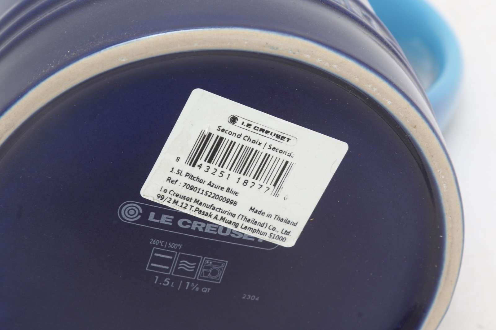 Le Creuset Stone Glazed 8" Pitcher Azure Blue 1.5 Liter NWT gallery
