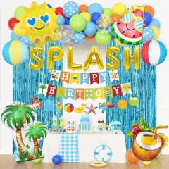 Summer Pool Beach Party Decorations, Splash Birthday Bash Party Supplies Tropica