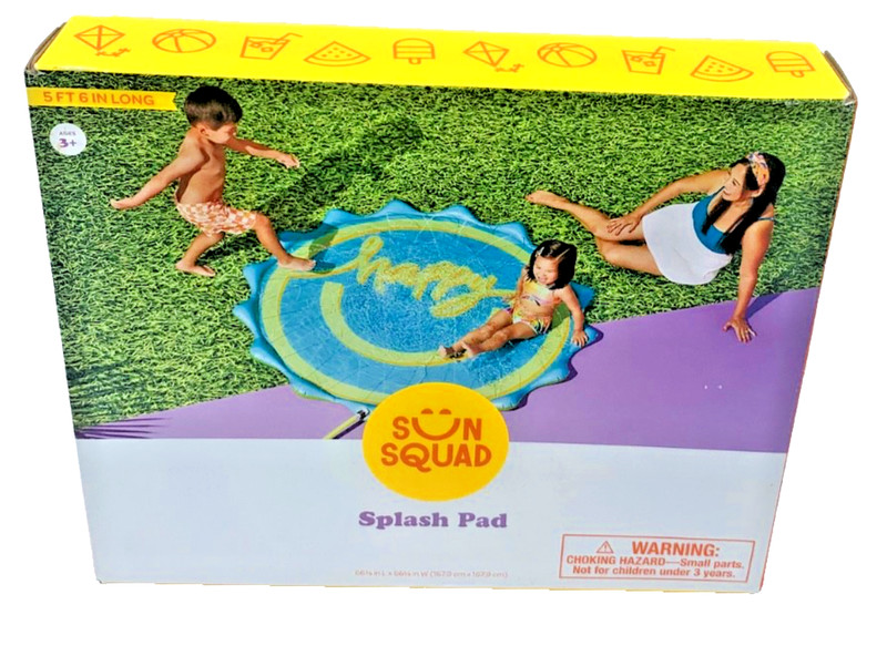 Sun Squad Happy Smiley Face Splash Pad 5Ft 6In Attach Hose Ages 3+ New In Box gallery