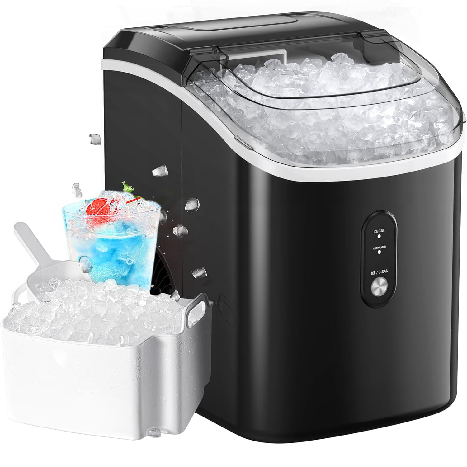 Nugget Ice Makers Countertop, Pellet Ice Machine Self-Cleaning Function 33 lbs gallery