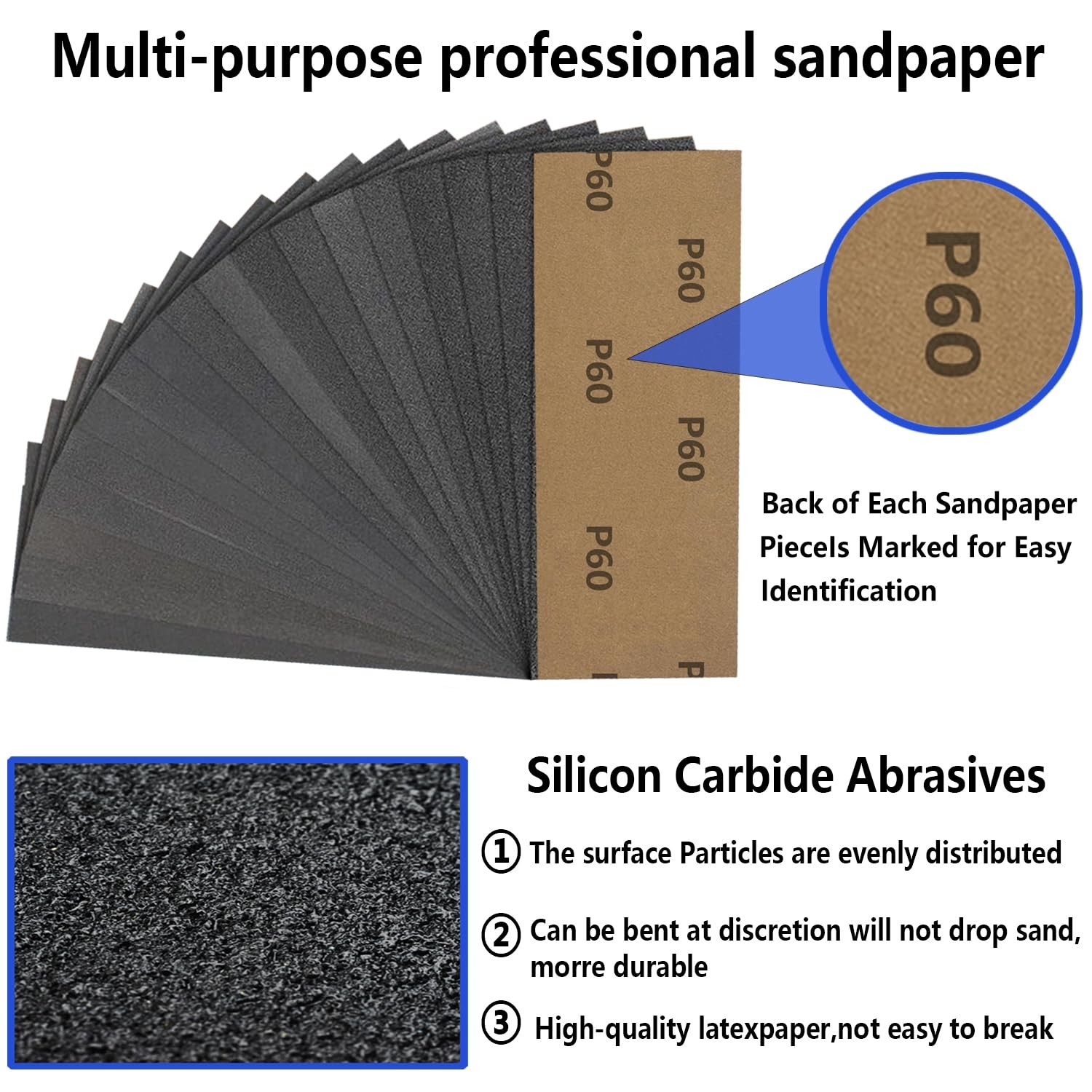 Sandpaper Assortment 42pcs 120-3000 Grit Wet Dry 9x3.6in gallery