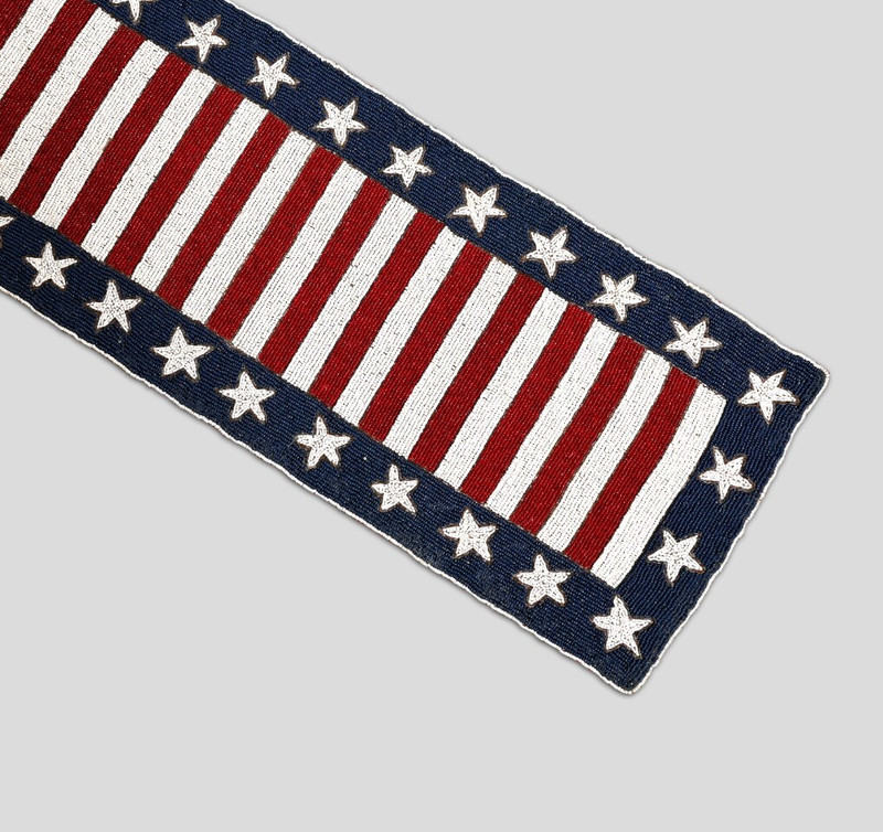 4th July Table Runner Flag Beaded Table Runner Independence Tableware 13X36In gallery