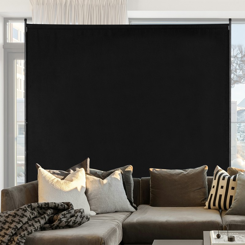 6FT Room Divider Single Panel Fabric Room Screen for Office Bedroom Black gallery