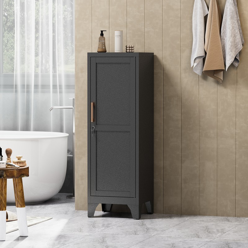 Kitchen Pantry Storage Cabinet, Lockable Metal Cabinet with Shelves Storage Unit gallery
