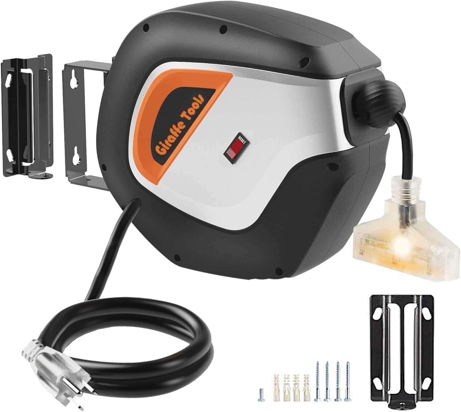 Giraffe Tools Retractable Power Cord Reel 12AWG/3C SJTOW Extension Cord Reel 50' gallery