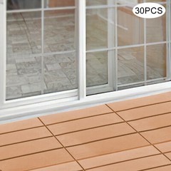 30X Plastic Interlocking Deck Tiles Dark Wood Grain Outdoor Patio Pavers 12″x12″