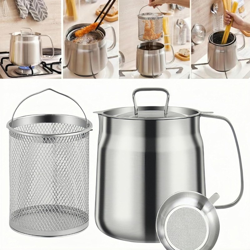 Multi-Functional 68oz Oil Filter Pot – Easy to Use Fryer & Grease Container gallery