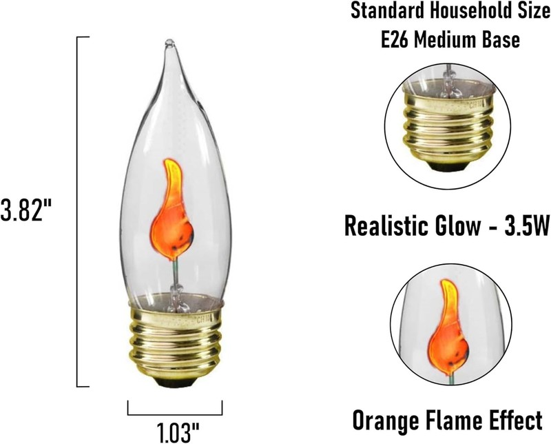 Creative Hobbies® 3W Flicker Flame Light Bulb-Flame Shaped, Stdard Base -10 Pack gallery
