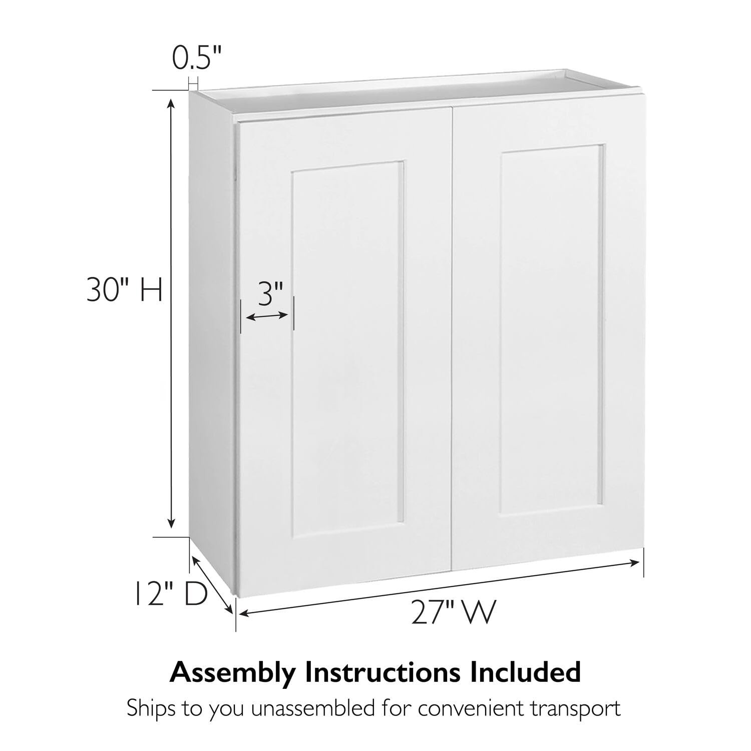 Design House Brookings Shaker Unassembled Wall Kitchen Cabinet W2730 gallery