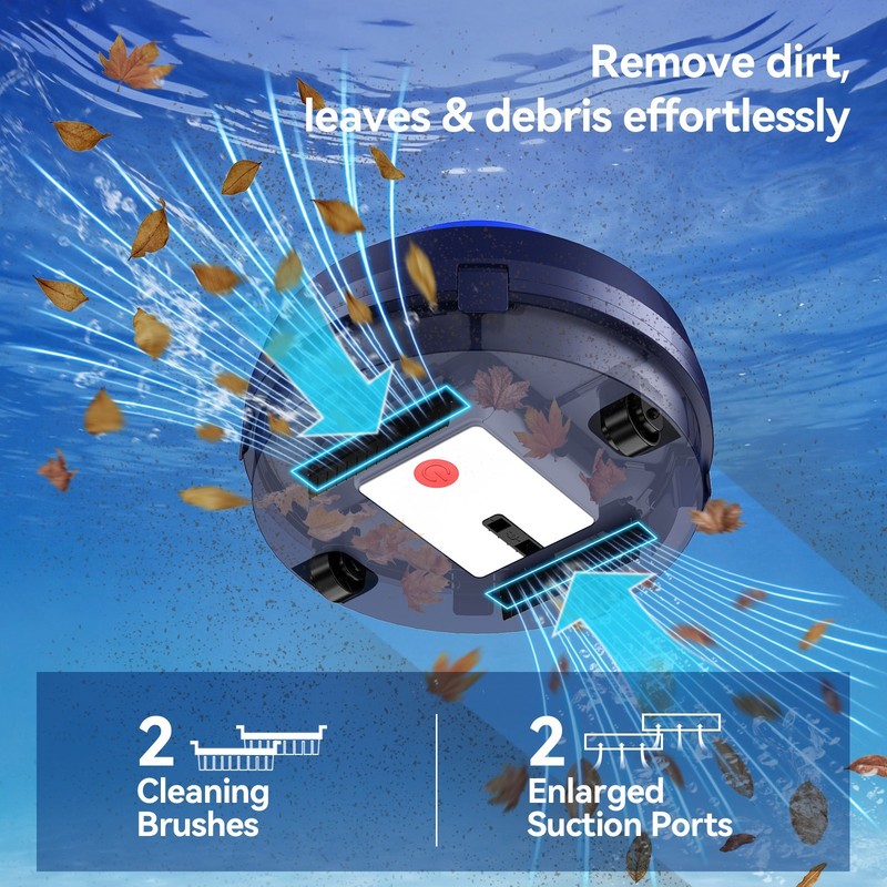 Cordless Pool Robot Cleaner Automatic Ideal for Inground Above-Ground Flat Pool gallery