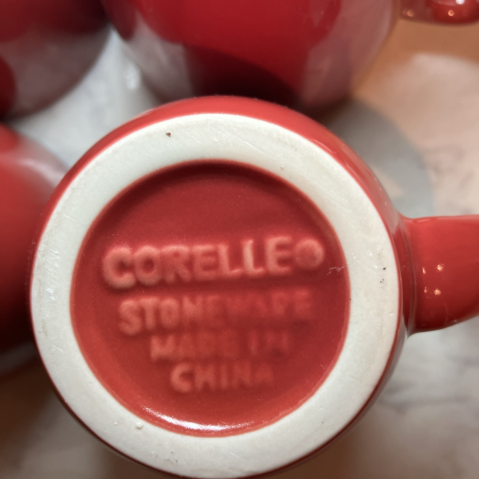 Corelle Stoneware Red Coffee Mug Set Solid Color Round 4-Piece gallery