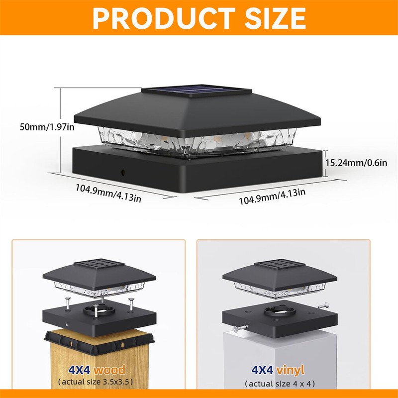 6/12/18Pack Solar Post Cap Light For 4x4 Outdoor Waterproof LED Deck Fence Light gallery