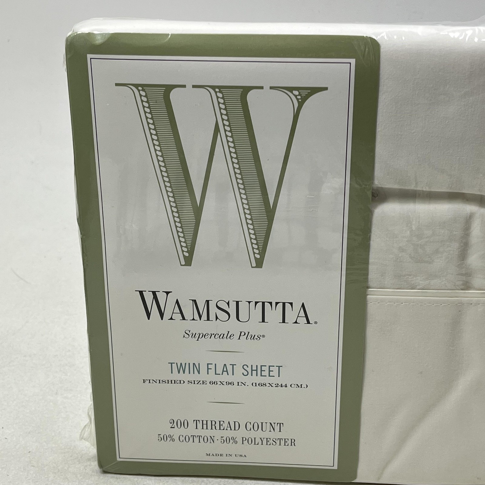 Wamsutta Beige Twin Flat Sheet Supercale Plus 200TC Cotton Blend Solid USA White gallery