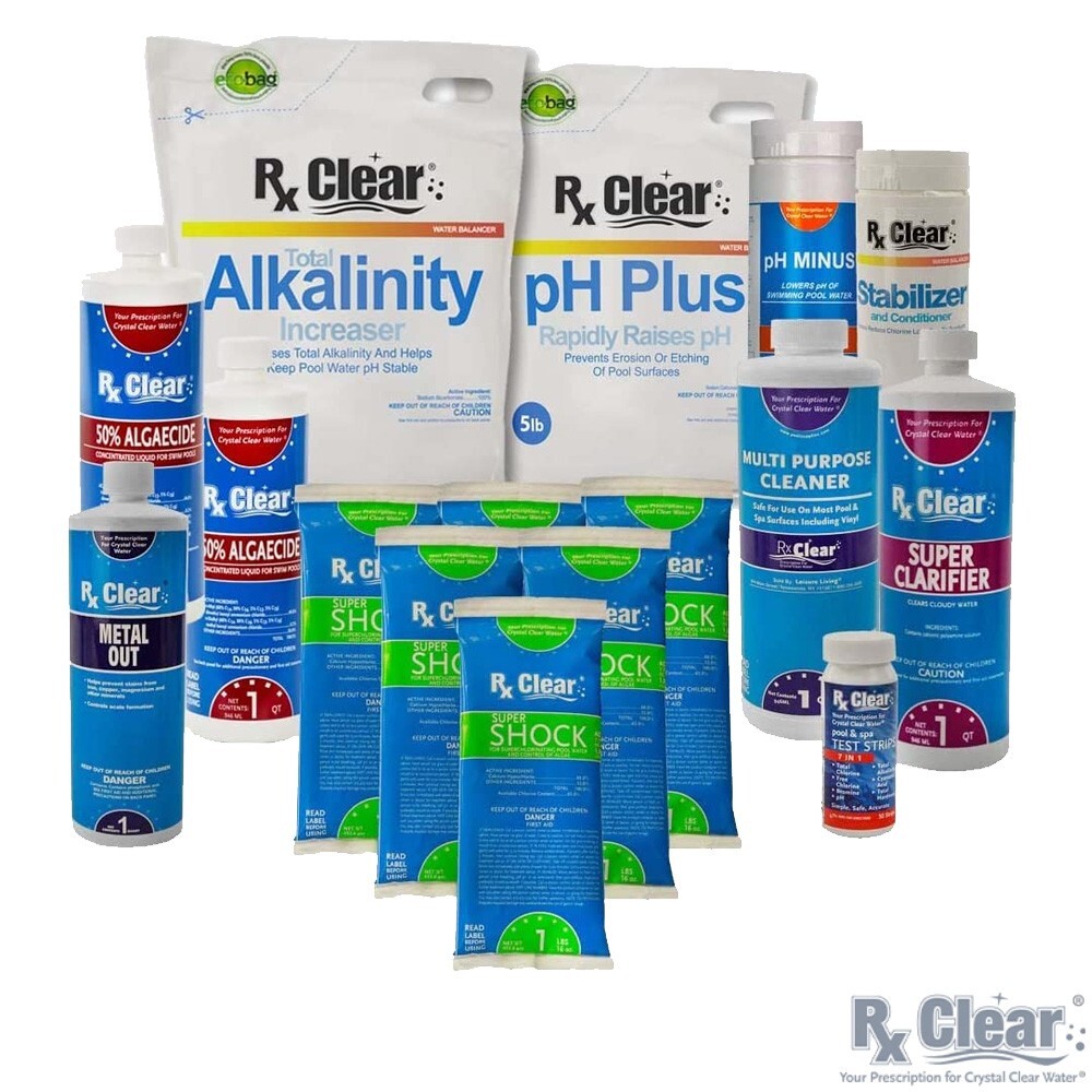 Rx Clear Deluxe Spring Pool Opening Chemical Kit For Pools Up To 15,000 Gallons gallery