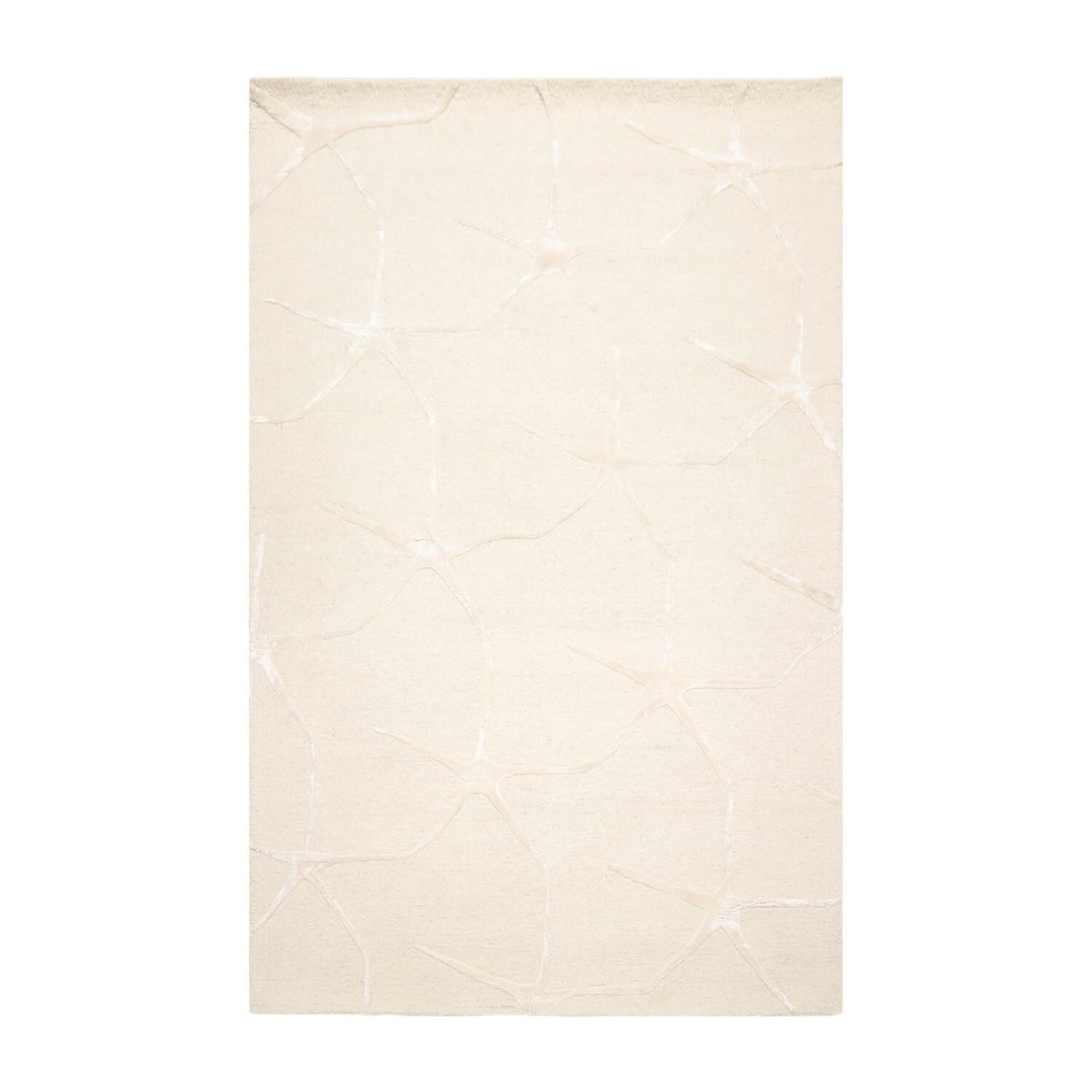 Designer Loop N Cut Pile Handmade Wool & Art Silk Modern Area Rug Ivory 5' x 8' gallery