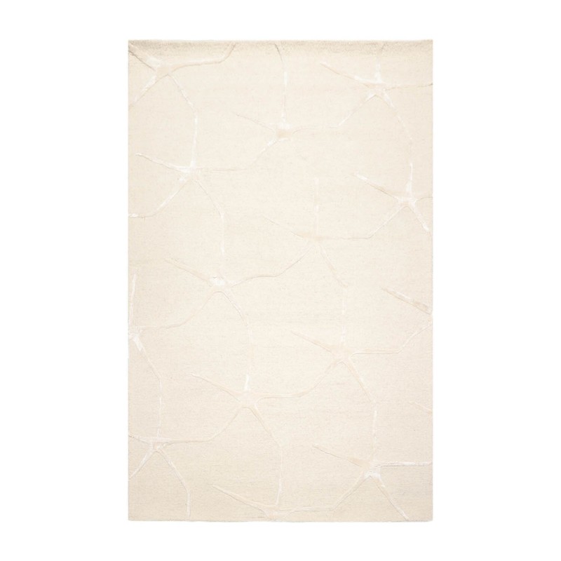 Designer Loop N Cut Pile Handmade Wool & Art Silk Modern Area Rug Ivory 5' x 8' gallery