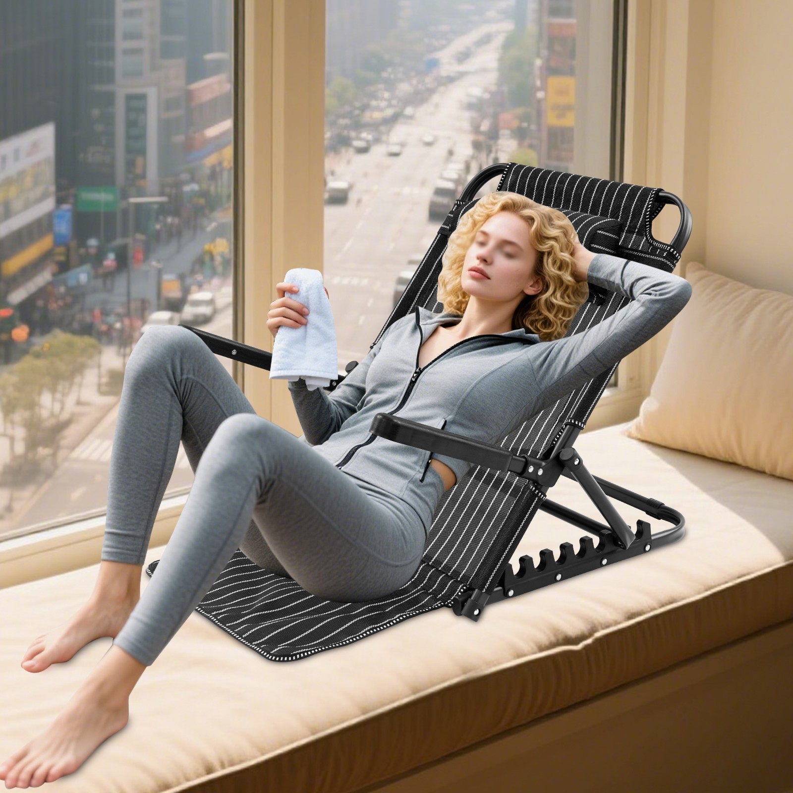 7 Position Adjustable Bed Backrest Support w/ Arms & Headrest Folding Reading gallery