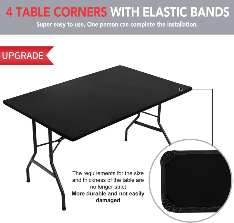 Versatile Reversible Stretch Table Cover for 6ft Tables - Indoor/Outdoor Use gallery