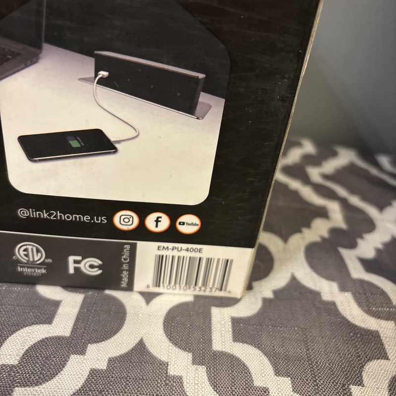 Link2Home Horizontal Pop-Up Socket 3 Grounded Outlets 2 USB & 2 USB NEW gallery