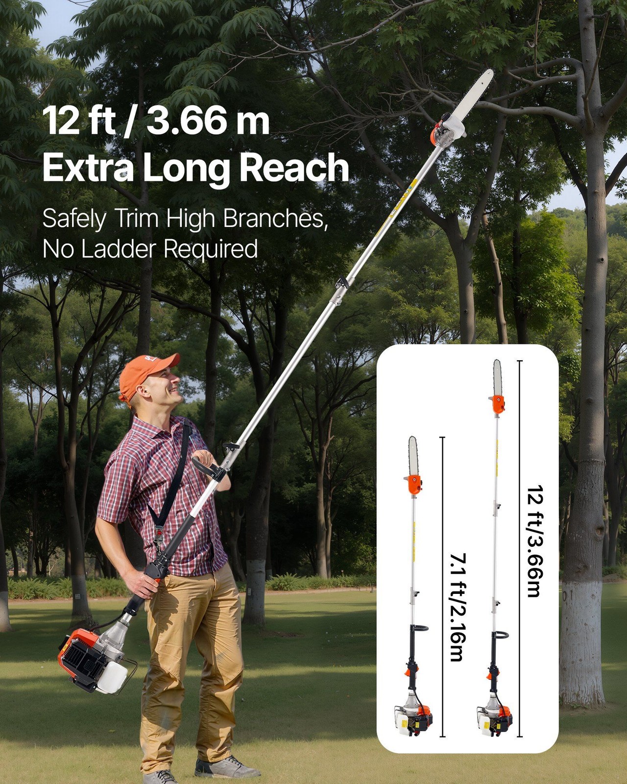 43CC Pole Chainsaw: 10in Guide Bar, 22lb, Ergo Shoulder Strap gallery