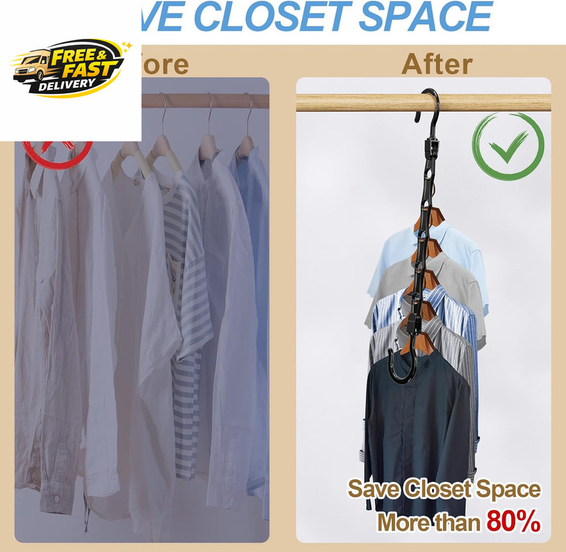 24 Pack Hangers Space Saving Magic Space Saver Storage Smart Plastic Clothes gallery