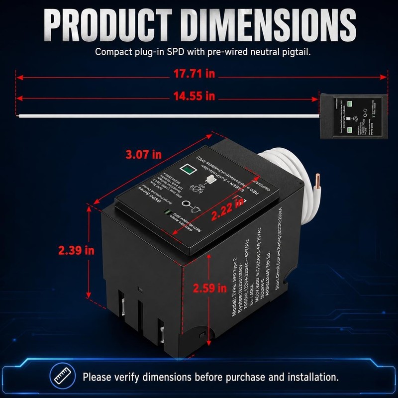 Replacement for Siemens QSPD2A065P Plug-in Surge Protection Device 2-Pole 65kA gallery