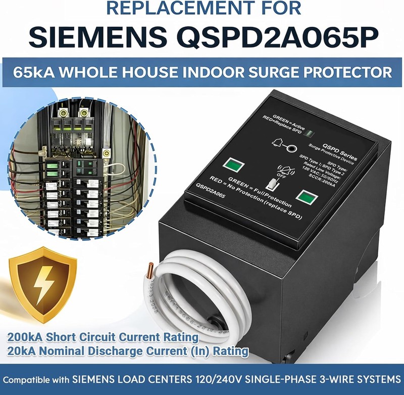 Replacement for Siemens Load Centers QSPD2A065P Plug-in Surge Protection Device gallery