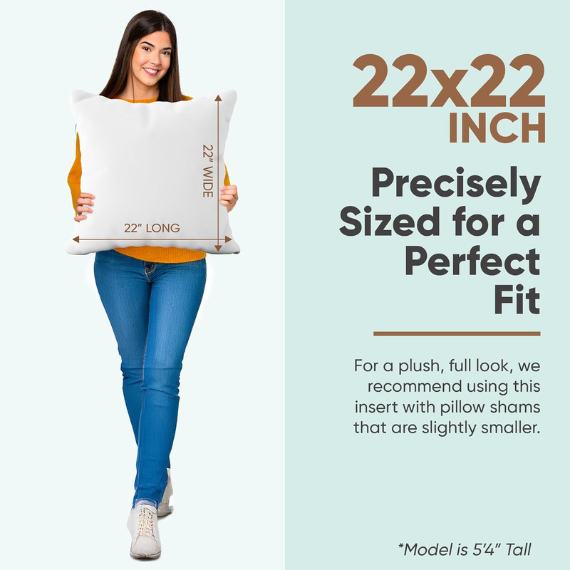 Pillowflex Synthetic down Pillow Insert - 22X22 down Alternative, Ultra Soft Lar gallery