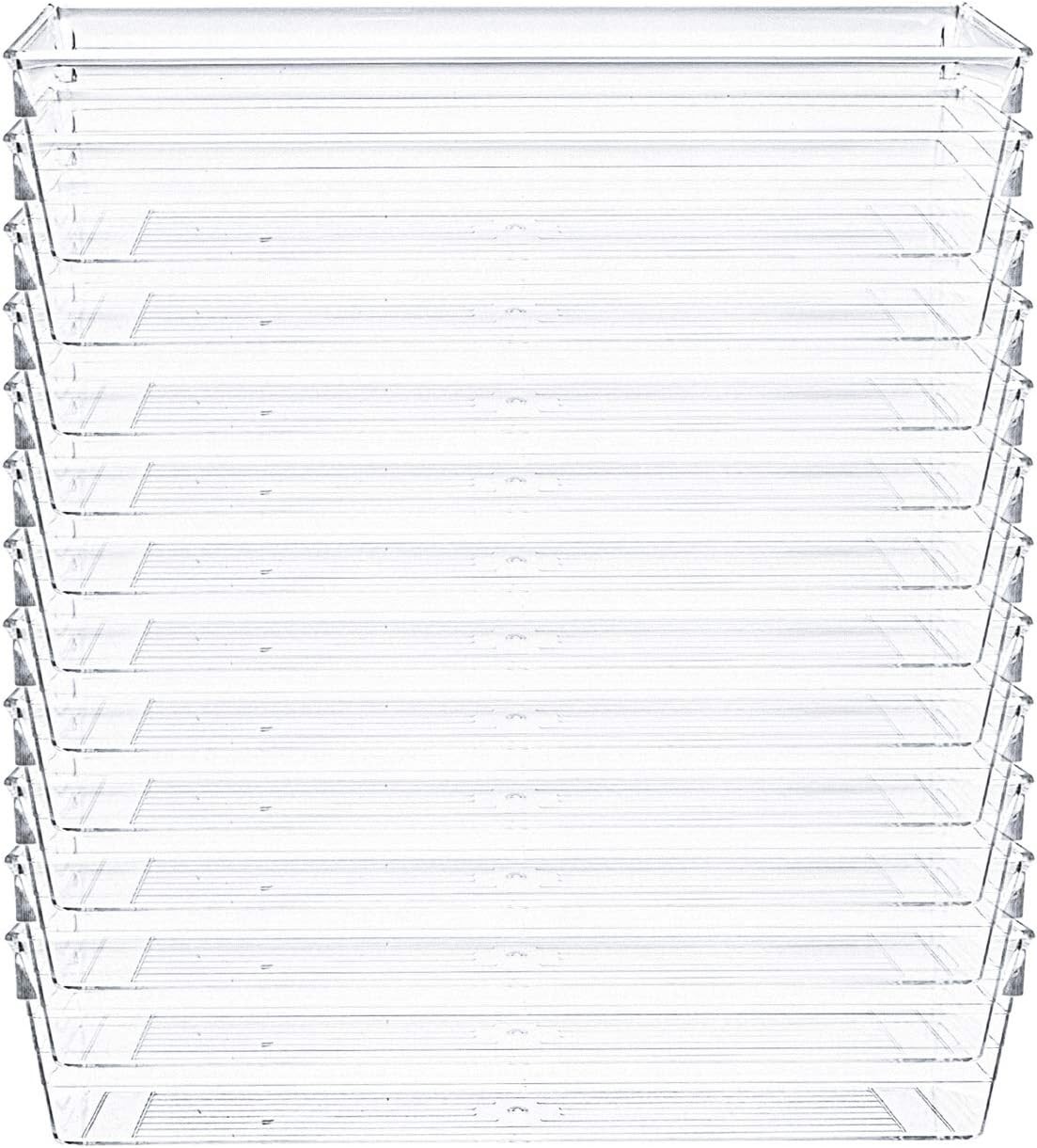 12 Pack Clear Drawer Organizers 9X3X2 Inch Divider Storage Bins Desk Box Set gallery
