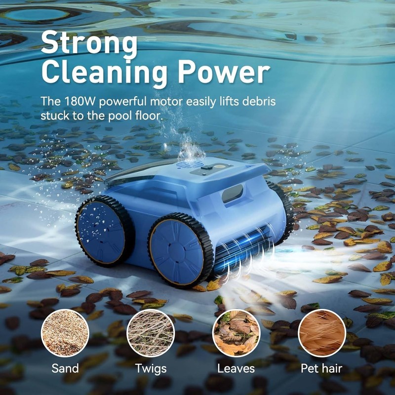 Cordless Robotic Pool Cleaner Wi-Fi App Control 180 Min Runtime Sky Blue gallery
