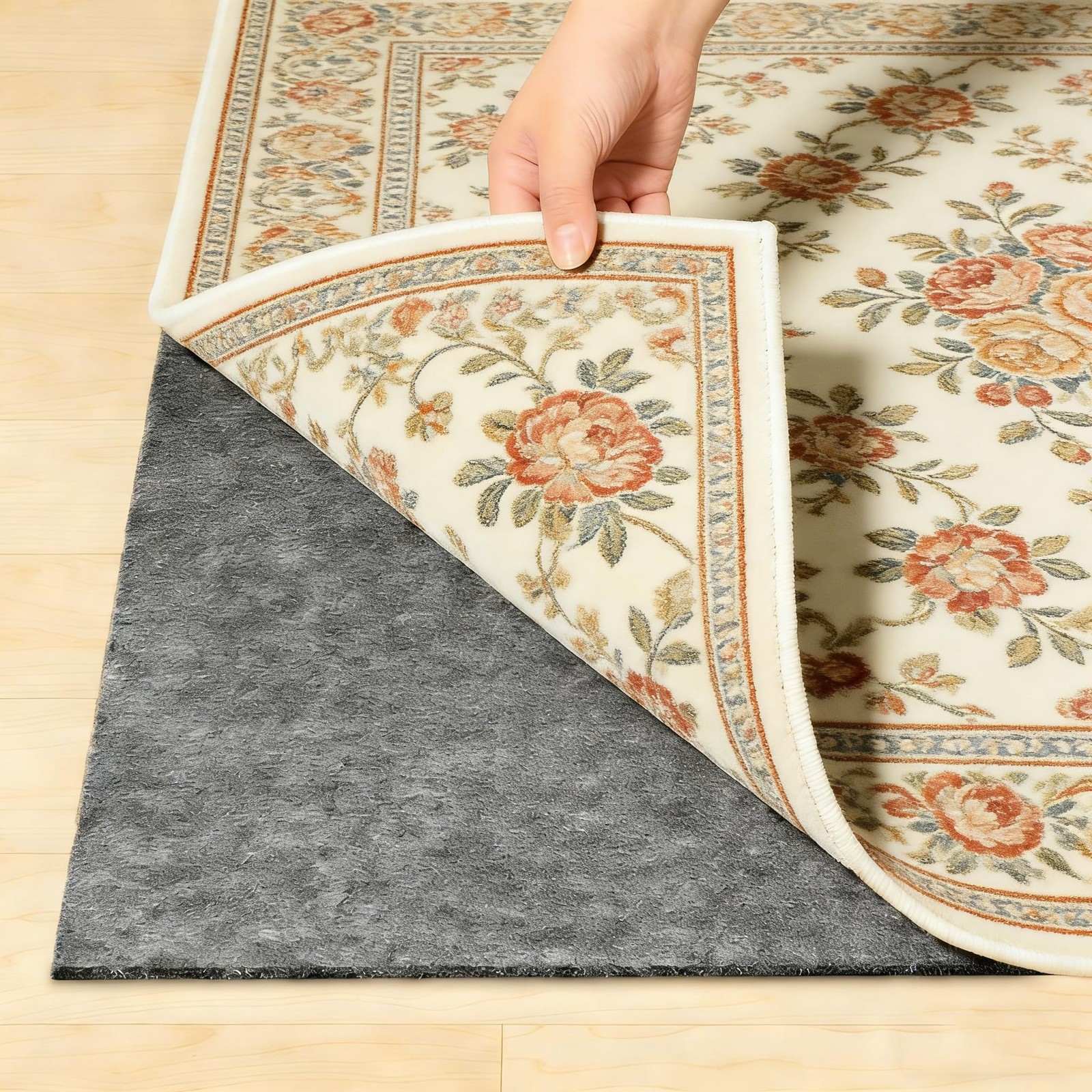 Non Slip Felt Rubber Rug Pad, Thick Felt Rug Pads for Hardwood Floors, Under ... gallery