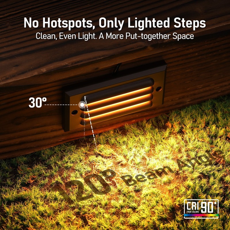 12-Pack Low Voltage Louvered LED Step Light, 3000K Warm White, Oil Rubbed Bronze gallery
