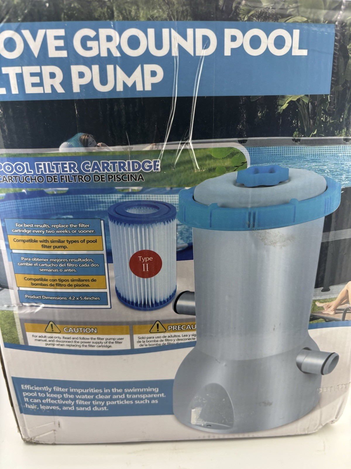 Above Ground Pool Filter Pump 800 GPH Flow Rate Rapid Circulation Micro-Debris gallery